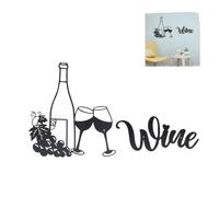 Cyrank Metal Wine Wall Decor, Kitchen Wine Theme Wall Decor Black Wine Signs Metal Wine Glass Art Wall Decor for Home Restaurant Bar
