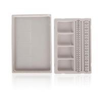 Cyrank Mini Bead Board Grey Flocked, Bead Design Mat Travel Beads Design in Beading Board, 4 Straight Channels, 4 Recessed Compartments Bracelet Tray Jewelry Making Tray for DIY Bracelet Beading