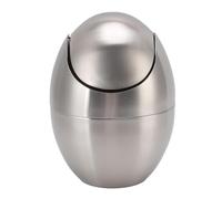 Cyrank Mini Countertop Trash Can, Simple Stainless Steel Table Trash Can with Swing Lid Egg Shape Small Garbage Bin for Home Office Coffee Bar