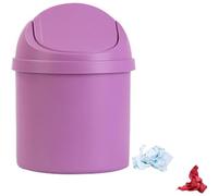 Cyrank Mini Waste Bin Desktop, Desk Trash Can Cute Creative Cartoon Animals Wastebasket with Lid Mini Garbage Organizer for Home Office Kitchen Bedroom Bathroom Car Indoor Dust Bin(Purple)
