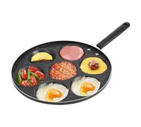 Cyrank Nonstick Pancake Pan, 7 Holes Egg Frying Pan Egg Omelette Pan Induction Fried Egg Pan Egg Poacher Pan Mini Pancake Maker Nonstick Pancake Griddle Crepe Pan for Breakfast