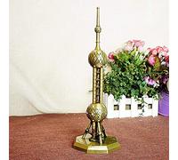 Cyrank Oriental Pearl TV Tower Model Statue, 7.1in Metal World Famous Landmark Building Model Decor Oriental Pearl Tower Replica Model Shanghai Architecture Collectible Model Home Desktop Ornament
