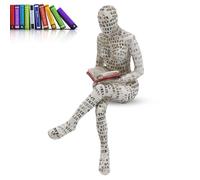 Cyrank Reading Woman Figurine, Bookworm Sculpture Resin Abstract Thinker Sculpture, Resin Abstract Reading Figurine Sculptures Innovative Lady Reading Pulp Molding Thinker Statue Bookshelf Ornament