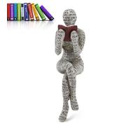 cyrank Reading Woman Figurine, Resin Abstract Reading Figurine Sculptures Innovative Lady Reading Pulp Molding Office Study Bookshelf Ornaments(D)