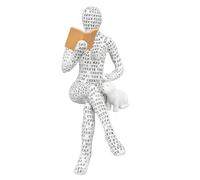 Cyrank Reading Woman Figurine, Resin Abstract Thinker Sculpture Bookworm Sculpture Pulp Woman Reading Bookshelf Decor for Office Shelf Desktop(B)