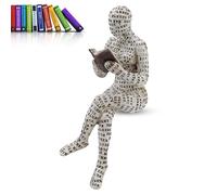 Cyrank Reading Woman Figurine, Resin Abstract Thinker Sculpture, Learning Lady Bookshelf Ornament