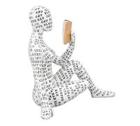 Cyrank Reading Woman Sculpture, Bookworm Sculpture Resin Abstract Thinker Statue Innovative Lady Reading Pulp Molding Bookshelf Ornament for Home Decoration(D)