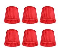 Cyrank Red Fabric Drum Lampshade, 6 Pack, Classic Style, Clip-On, E14 & Candle Bulbs Compatible