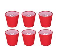 Cyrank Red Modern 6pcs Chandelier Lampshades, Metal Frame, Cloth + PVC Material, Round Shape, E14 Base, Wall Mount