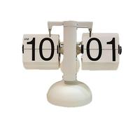 Cyrank Retro Flip down Clock, Flip Clock Flip Desk Clock, Automatic Digital Clock Auto Pager Turning Clock Creative Desk Decor Retro Flip Clock Wіth Internal Gear Operated(White Without Battery)