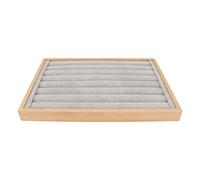 Cyrank Ring Holder, Velvet 7 Slots Ring Earrings Trays Stackable Ring Display Case Jewelry Organizer for Showcase Display, Rings Earrings Selling(Grey)