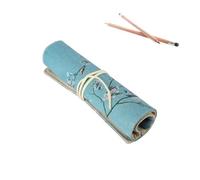 Cyrank Roll Up Pencil Case, Pencil Case with Linen Lining, Deerskin Velvet Strap for Collect Pencils, Chinese Ancient Style(Flower)