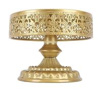 Cyrank Round Dessert Stand, Gold Cake Stand Shiny Cake Stand Decorative Metal Cake Holder Dessert Table Display Cupcake Stand for Birthday Party(6x8in)