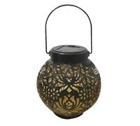 Cyrank Solar Lanterns for the Garden, Iron Hollow Solar Lantern Black Metal Hanging Solar Lights Outdoor Garden Lanterns Decorative Light for Patio Backyard