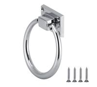 Cyrank Solid Ring Door Knocker, Furniture Knobs Pull Cabinet Ring Pull Rings for Door Handle Chair Back Modern Wooden Door Knocker 111x56x38MM, Shiny Silver