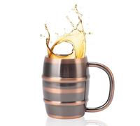 Cyrank Stainless Steel Coffee Mug, Classic Beer Stein Double Wall Insulated Travel Cup Vacuum Coffee Cup Metal Mug with Handle for Home(Bronze)