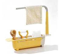 Cyrank Telescopic Sink Storage Rack,12.6-17.7inch Adjustable Drainer Sink Tray,Kitchen Sink Caddy Organiser,Sink Storage Rack,Sink Caddy Soap Sponge Holder,Kitchen Sink Organiser,Storage Drain Basket