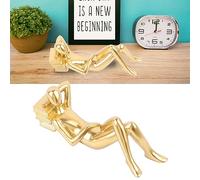 Cyrank Thinker Statue,Gold Decor Thinker Statue Abstract Art Sculpture,Lying Reading Women Figurine Abstract Thinker Statues Nordic Thinker Statue Home Decor Resin Reader Style Ornament(A)