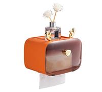 Cyrank Toilet Paper Holder Wall Mount, Waterproof Toilet Paper Holder with Shelf, Toilet Paper Storage Tissue Roll Holders Cute Antler Decoration (Orange)
