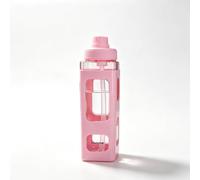 Cyrank Water Bottle with Straw, 700ml Pc Cute Water Bottle Kawaii Square Drinking Bottle Leak Proof Water Bottle Portable Sport Water Bottle Plastic Water Cups Drinking Bottles for Adults (Pink)
