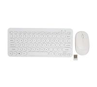 Cyrank Wireless Keyboard and Mouse Combo, 2.4g Silent Mouse 72 Keys Keyboard Set USB Mouse Scissor Switch Keyboard Kit with Round Keycap for All Pc Laptop(White)