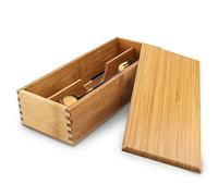 Cyrank Wooden Cutlery Box with Lid, Silverware Utensil Holder Japanese Spoon Chopsticks Storage Box Silverware Container Cutlery Storage Drawer for Kitchen Countertop 27 X 11 X 6.6cm