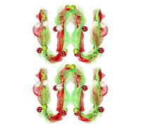 CYRENT 2.7M Christmas Wreath Garland with Red Green Balls Ribbon Mesh Rattan for Door Wall Window Staircase Party Decoration