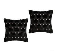 CYRENT 2Pcs Halloween Black Cat Plush Pillow Cover - Festive Home Decoration Throw Cushion for Autumn Ambiance, Velvet Fabric Sofa Couch Pillow Case with Spooky Charm(PINK EARS50×50cm)