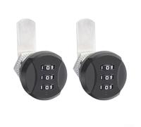 CYRENT 3 Digit Combination Cam Lock 2PCS Password Cabinet Lock Zinc Alloy Adjustable Thread Fits Locker Drawer Mailbox Cupboard Filing Cabinet Security Code Lock(Black)