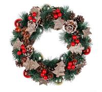CYRENT 30cm Christmas Flowers Wreath, Hanging Ornaments Artificial Seasonal Decor for Door Wreaths Front Door Walls & Outdoor Areas, Built to Last