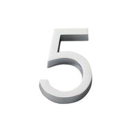 CYRENT 3D Front Door Numbers Chrome Polished - Waterproof House Mailbox Numbers Address Signage Self-Adhesive DIY Decor for Home Office Hotel Apartment Door Wall(5)