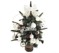 CYRENT 45cm Small PE Desktop Christmas Tree, DIY Material Packaging with Wooden Stake for Table Shelf Holiday Decor(D)