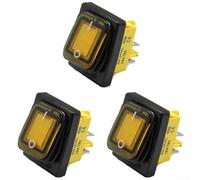 CYRENT 4P 30A Waterproof Rocker Switch Toggle Switch for Boats Cars RVs Marine PA66 Material Silver Contact 220V 20x33mm Installation Size 3 Pack (yellow)