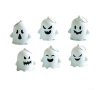 CYRENT 6 Pcs Halloween Candlelight Set, Ghosts Flickering Flameless LED Candles for Indoor Party Decoration, with Remote & Timer