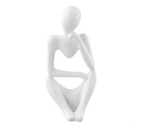 CYRENT Abstract Thinking Man Figurine Nordic Style Modern Home Decoration Resin Statue Tabletop for SCULPTURE for Living Room Shelf Decor(White B)