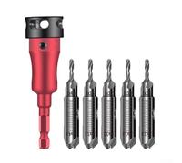 CYRENT Aluminum Alloy Step Drill Bit Set with Adjustable Depth Stop, Portable Case, for Wood and Metal Projects, Precise Depth Control, Woodworking Router Countersink Bits 6PCS