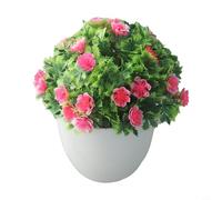 CYRENT Artificial Ball Plants in Retro Pot for Home Office Garden Indoor Outdoor Decor Pink Orange White Blue Yellow Purple(Pink)