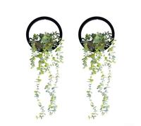 CYRENT Artificial Hanging Plants Set of 2 with Realistic Green PVC Leaves Wall Mounted Holders for Living Room Bedroom Kitchen Office Indoor Home Decor 8x20in(Eucalyptus leaves)