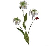 CYRENT Artificial Lily Flower Silk Table Centerpiece Realistic Floral Arrangement Lifelike Home Office Decor Long Stem 80cm Red Orange White Living Room Dining Table(3pcs White)