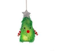 CYRENT Battery Powered Plush Tree LED Hanging Ornament For Holiday Use Featuring Soft Fabric And Warm Lighting(Green)