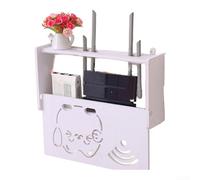 CYRENT Cable Router Storage Box with Wall Mount Bracket, No Drill PVC Foam Shelf, Heat Dissipating Cable Organizer for Home Office(2#)