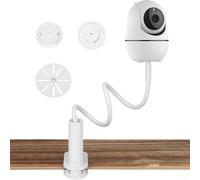 CYRENT Camera Wall Mount 360 Degree Rotating Clamp Holder Adjustable with Anti Slip Silicone for Wireless Security Cameras No Drill for Home Office School White 80 cm Easy Install