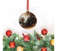 CYRENT Christmas Acrylic Snowflake Pendant Hanging Decoration Festive Holiday Ornament for Tree Window Door Wall Home Party Easy Clean Round Gold Silver 10cm 1pc(D)