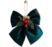 CYRENT Christmas Bow Ornament Velvet 3D Bell Korean Style Red Green Hanging Decoration Tree Home Easy Install Holiday Party Soft Fabric 16x20cm 25x20cm 35x30cm 1pc(Medium-Green)