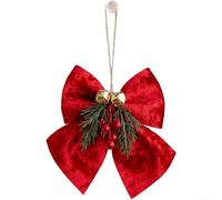 CYRENT Christmas Bow Ornament Velvet 3D Bell Korean Style Red Green Hanging Decoration Tree Home Easy Install Holiday Party Soft Fabric 16x20cm 25x20cm 35x30cm 1pc(Small- Red)
