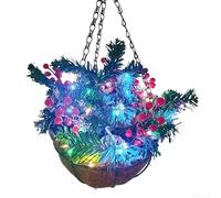 CYRENT Christmas Hanging Basket Holiday Decorative Ornament Green Natural Rattan Storage Container 45x40x20cm(45 * 40 * 20 color light)