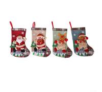 CYRENT Christmas Stockings Set Of 4 Fabric Material Holiday Decorations For Home Mantel Tree Or Fence Use Seasonal Accent Pieces For Winter