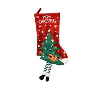 CYRENT Christmas Stockings Set of 4 Large Velvet Edge Washable Hanging Holiday Socks with Strong Loops Candy Holder Reusable for Home Party Fireplace 46 x 20cm Polyester(Christmas tree 4pc)