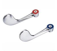 CYRENT Commercial Brass Faucet Handle Set, 90 Degree Turn Hot Cold Knobs | Solid Brass, Vacuum Titanium Plated, 2-pack Hot/cold Handles, 20-teeth for stem Fit, For Industrial Restaurant Use