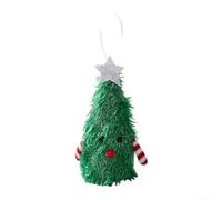 CYRENT Fabric Lighted Christmas Tree Figurine Holiday Home Decor Indoor Ornament With Built-in Lights 3.54 Inches Green Pink Red White(green)
